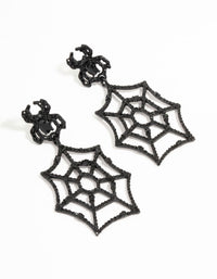 Black Diamante Spiderweb Gold Drop Earrings - link has visual effect only