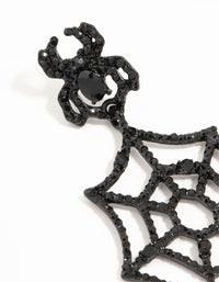 Black Diamante Spiderweb Gold Drop Earrings - link has visual effect only