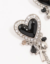 Black Heart Chain Silver Drop Earrings - link has visual effect only