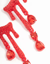 Red Blood Diamante Droplet Drop Earrings - link has visual effect only