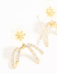 Real Gold Plated Pearlised Flower & Ribbon Cubic Zirconia Bow Stud Earrings - link has visual effect only