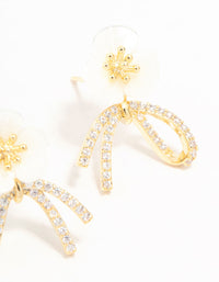 Real Gold Plated Pearlised Flower & Ribbon Cubic Zirconia Bow Stud Earrings - link has visual effect only