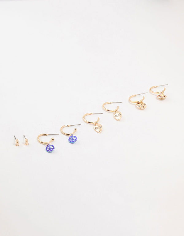 Gold Alien Spacer Earrings 4-Pack