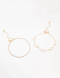 Gold Clover & Cup Chain Anklets 2-Pack - link has visual effect only