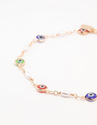 Gold  Pearl & Evil Eye Anklets 2-Pack - link has visual effect only