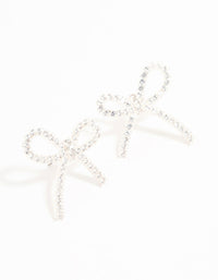 Silver Plated Pave Cubic Zirconia Bow Earrings - link has visual effect only