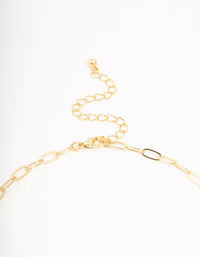 Gold Plated Bow Link Necklace - link has visual effect only