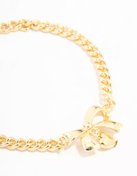 Gold Plated Brass Bow With Heart Charm Toggle Bracelet - link has visual effect only