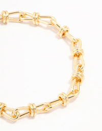 Gold Plated Brass Bow Link Bracelet - link has visual effect only