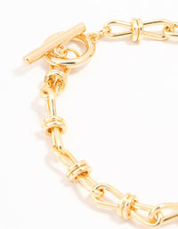 Gold Plated Brass Bow Link Bracelet - link has visual effect only