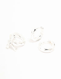 Silver Plated  Bow Huggie & Cubic Zirconia Stud Earrings 3-Pack - link has visual effect only