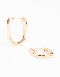 Rose Gold Plated Sterling Silver Sleek Oval Huggie Earrings - link has visual effect only