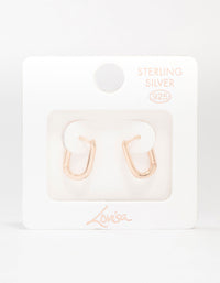 Rose Gold Plated Sterling Silver Sleek Oval Huggie Earrings - link has visual effect only