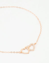 Rose Gold Plated Sterling Silver Heart Link Bracelet - link has visual effect only