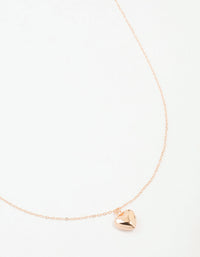 Rose Gold Plated Sterling Silver Puffed Heart Necklace - link has visual effect only