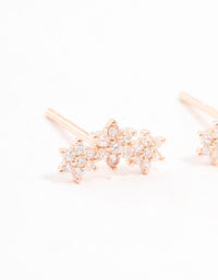 Gold Plated Sterling Silver Cubic Zirconia Flower Trio Stud Earrings - link has visual effect only