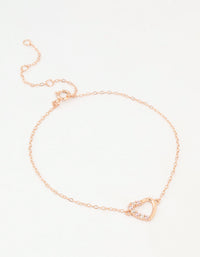 Rose Gold Plated Sterling Silver Cubic Zirconia Heart Bracelet - link has visual effect only