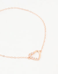 Rose Gold Plated Sterling Silver Cubic Zirconia Heart Bracelet - link has visual effect only