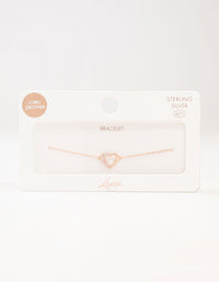 Rose Gold Plated Sterling Silver Cubic Zirconia Heart Bracelet - link has visual effect only