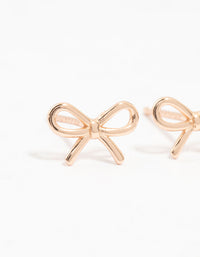 Rose Gold Plated Sterling Silver Bow Stud Earrings - link has visual effect only