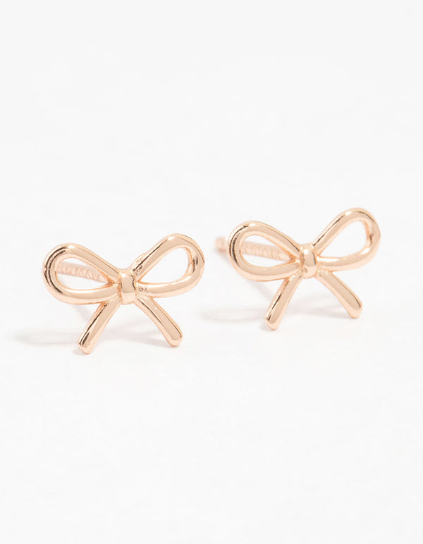 Rose Gold Plated Sterling Silver Bow Stud Earrings