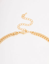 Gold Plated Diamante Curb Chain Necklaces 2-Pack - link has visual effect only