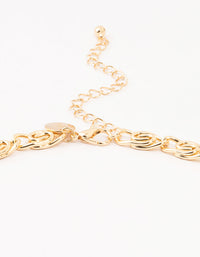 Gold Plated Scroll Chain Link Necklace - link has visual effect only