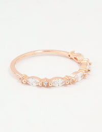 Rose Gold Plated Sterling Silver Alternating Marquise Round Cubic Zirconia Ring - link has visual effect only