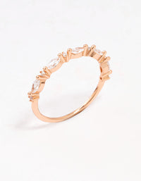 Rose Gold Plated Sterling Silver Alternating Marquise Round Cubic Zirconia Ring - link has visual effect only