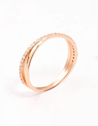 Rose Gold Plated Sterling Silver Cubic Zirconia Crossover Ring - link has visual effect only