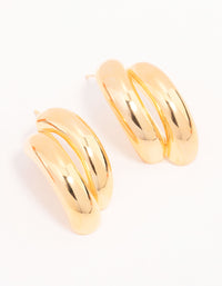 Gold Plated Double Curved Stud Earrings - link has visual effect only