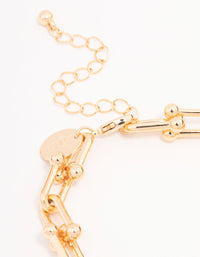 Gold Plated U Link Diamante Chain Bracelet - link has visual effect only