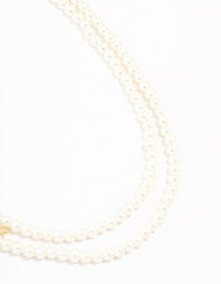 Real Gold Plated Layered Freshwater Pearl Strand Bow Necklace - link has visual effect only