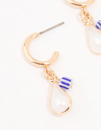 Gold Mini Blue Heart Drop Earrings 2-Pack - link has visual effect only