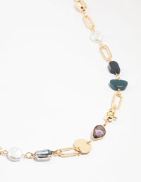 Gold Organic Stone Station Necklace - link has visual effect only