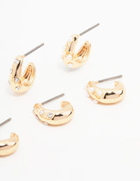 Gold Hoop Huggie Earrings 3-Pack - link has visual effect only