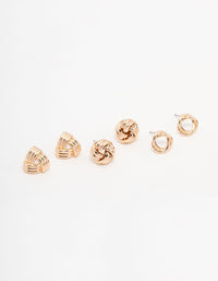 Gold Knotted Stud Earrings Pack - link has visual effect only