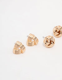 Gold Knotted Stud Earrings Pack - link has visual effect only