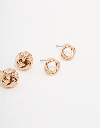 Gold Knotted Stud Earrings Pack - link has visual effect only