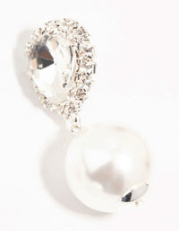 Silver Diamante & Pearl Drop Earrings - link has visual effect only