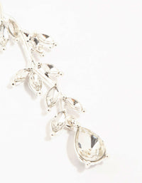 Diamante Leaf Drop Silver Earrings - link has visual effect only