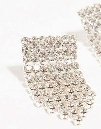 Silver Diamante Square Cup Chain Stud Earrings 2-Pack - link has visual effect only