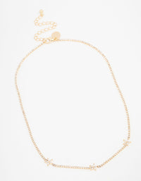 Gold Plated Cubic Zirconia Flower Tennis Necklace - link has visual effect only