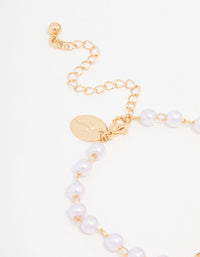 Gold Plated Station Pearl Double Bracelet - link has visual effect only