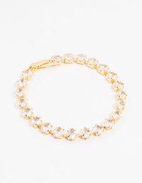 Gold Plated Princess Cut Cubic Zirconia Bracelet - link has visual effect only