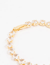 Gold Plated Princess Cut Cubic Zirconia Bracelet - link has visual effect only