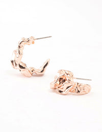 Rose Gold Plated Molten Metal Mini Hoop Earrings - link has visual effect only