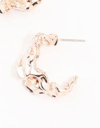 Rose Gold Plated Molten Metal Mini Hoop Earrings - link has visual effect only