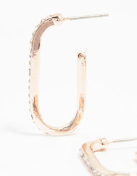 Rose Gold Plated Cubic Zirconia Long Oval Hoop Earrings - link has visual effect only