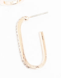 Rose Gold Plated Cubic Zirconia Long Oval Hoop Earrings - link has visual effect only